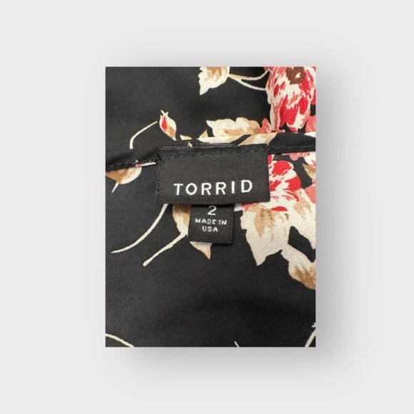 NWOT Women’s Torrid Black Floral Babydoll Georgette Surplice Top 2 2X 2XL XXL - Picture 11 of 11